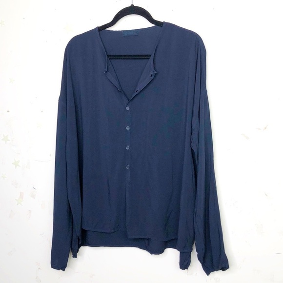 Cp shades navy blue button down tunic blouse shirt - Picture 9 of 11